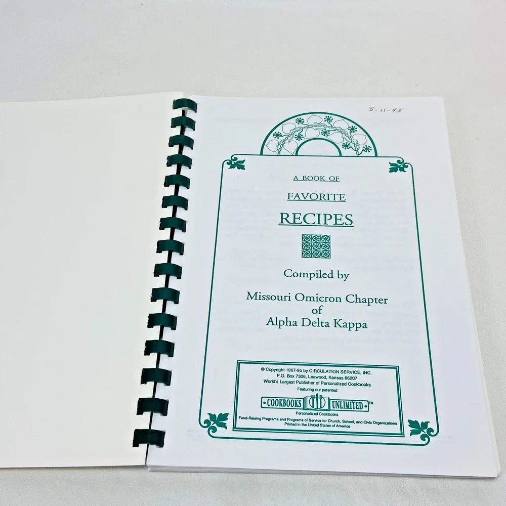 Vintage Missouri Omicron Alpha Delta Kappa Recipes Cookbook Spiral Bound‎ 90s